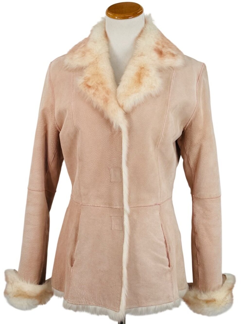 Vintage Wilsons Leather Pink Suede & Faux Fur Lined Penny Lane Afghan Coat M 90s